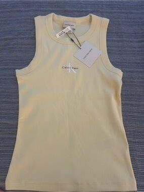 Calvin Klein Women's Yellow Ribbed Tank Top S NWT